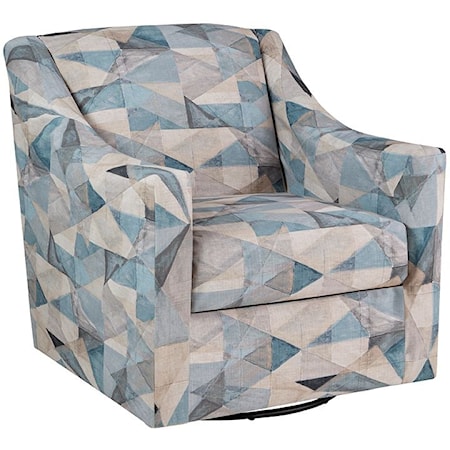 Transitional Swivel Accent Chair with Abstract Pattern