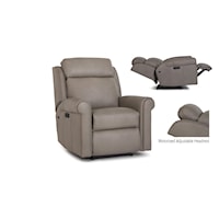 Transitional Leather Power Recliner with Adjustable Headrest