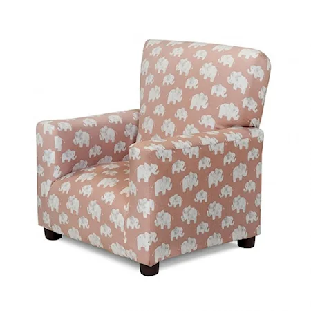 Transitional Pink Kids Chair with Elephant Print