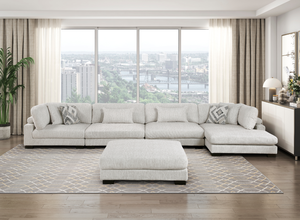 5-Piece Sectional Sofa with Ottoman