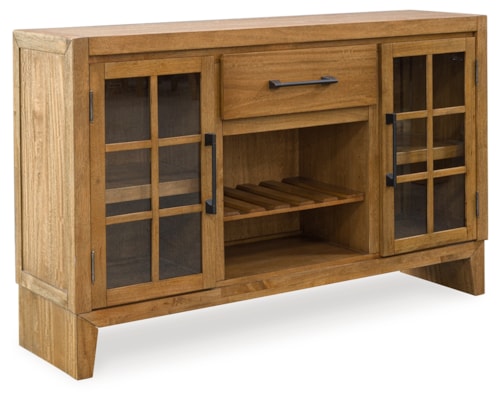 Dining Server with Glass Doors and Reversible Wine Rack