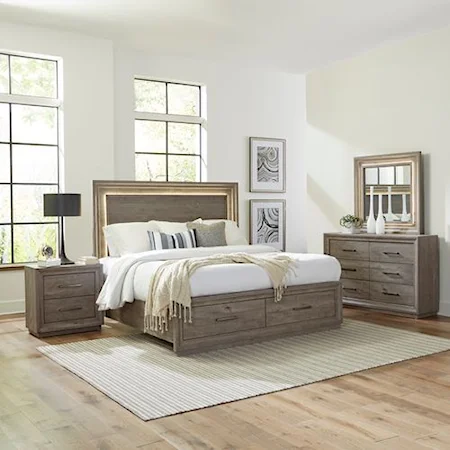 Queen Storage Bed, Dresser & Mirror, Night Stand