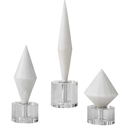 Alize White Stone Sculptures, S/3