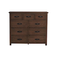 Rustic 9-Drawer Dresser - Dark Brown