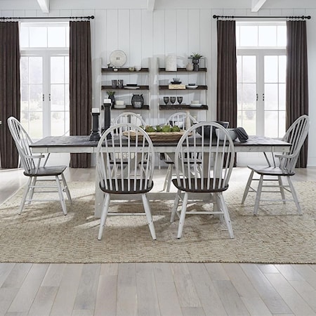 Farmhouse 7-Piece Trestle Table Set