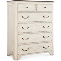 Traditional 6-Drawer Bedroom Chest with Felt Lined Top Drawers