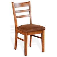 Ladderback Chair with Cushion Seat in Brown Microfiber