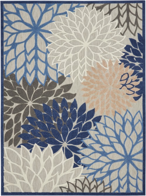 7' x 10' Blue/Multicolor Rectangle Rug