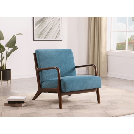 Foster Wood Frame Accent Chair Peacock