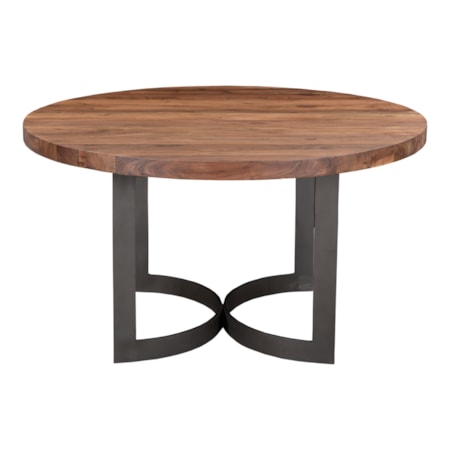 Bent Round Dining Table 54&quot; Natural Brown