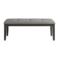 Transitional Upholstered Dining Bench with Button Tufting and Nailheads