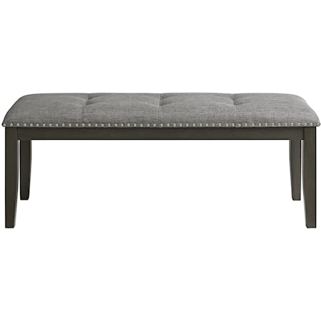 Transitional Upholstered Dining Bench with Button Tufting and Nailheads