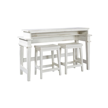 Console Bar Table with Two Stools