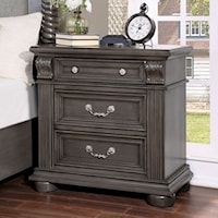 Traditional 3 Drawer Nightstand with Felt-Lined Top Drawer