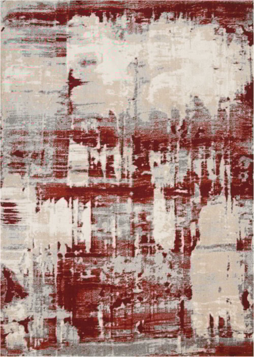 5'3" x 7'3" Ivory/Red Rectangle Rug