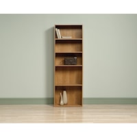 Transitional 5-Shelf Bookcase with Adjustable Shelves