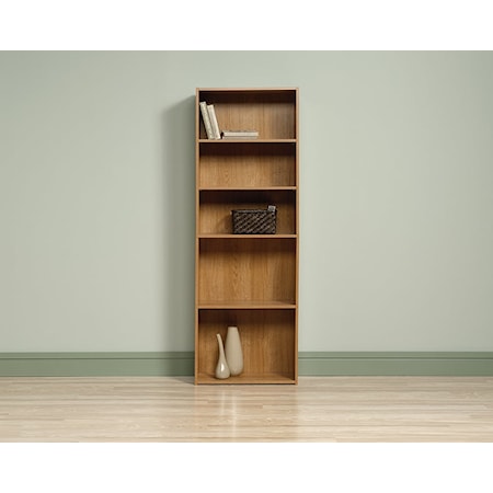 Transitional 5-Shelf Bookcase with Adjustable Shelves