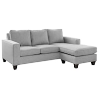 Transitional Chaise Sofa with Plush Seating and Track Arms