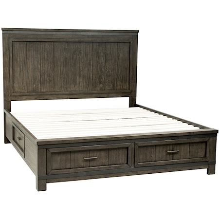 Transitional Two Sided Storage Queen Panel Bed