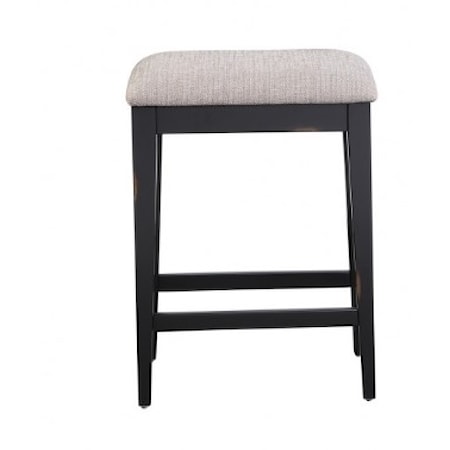 Rustic Upholstered Counter-Height Backless Barstool