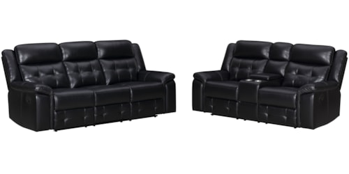 Casual Manual Reclining Sofa and Loveseat Set