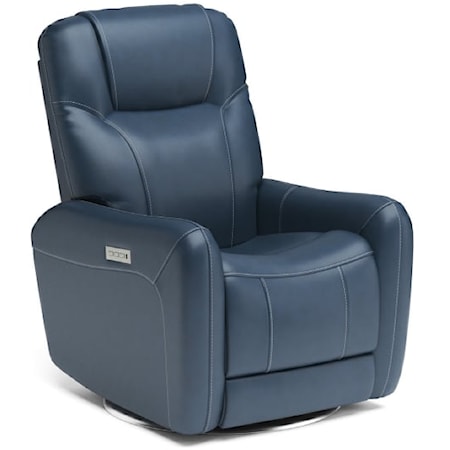 Transitional Swivel Recliner with Power Headrest & Lumbar