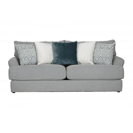 Transitional Sofa with Plush Throw Pillows Included