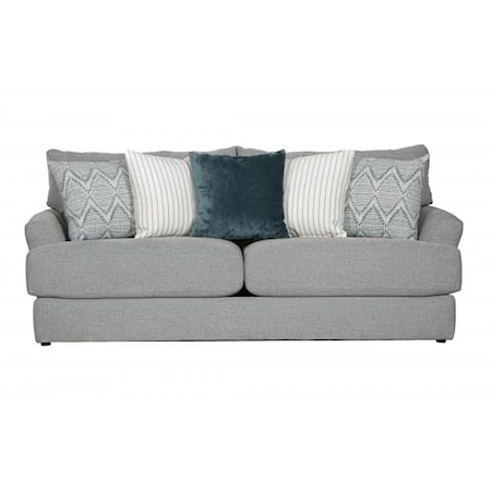 Transitional Sofa with Plush Throw Pillows Included