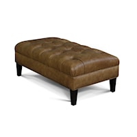 Transitional Leather Cocktail Ottoman with Button Tufting