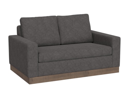 Contemporary Plinth-Base Loveseat with Throw Pillows