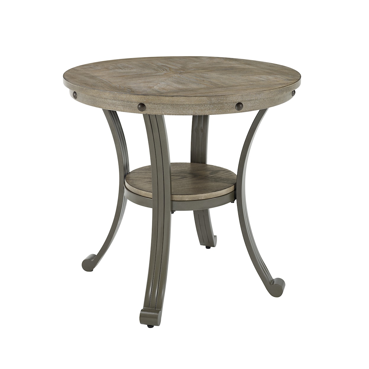 Powell Franklin Metal and Wood Round End Table