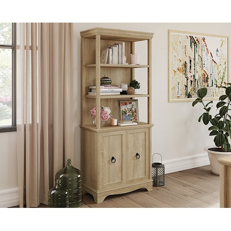 Traditional 5-Shelf Bookcase with Storage Doors