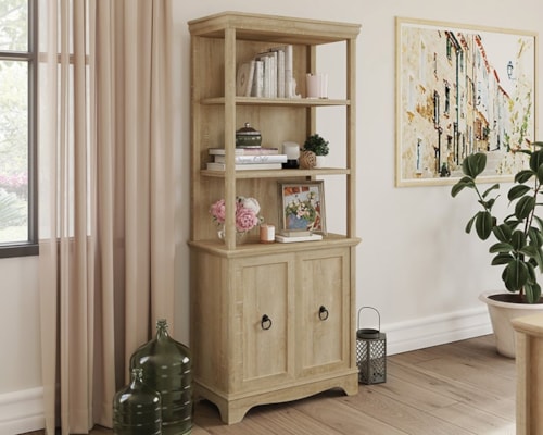 Traditional 5-Shelf Bookcase with Storage Doors