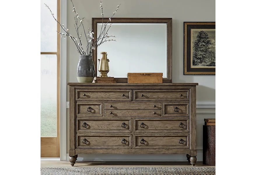 Americana Farmhouse Dresser & Mirror Set by Liberty Furniture at H & F Home Furnishings
