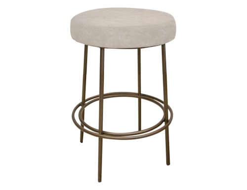 Transitional 24" Upholstered Barstool with Iron Base