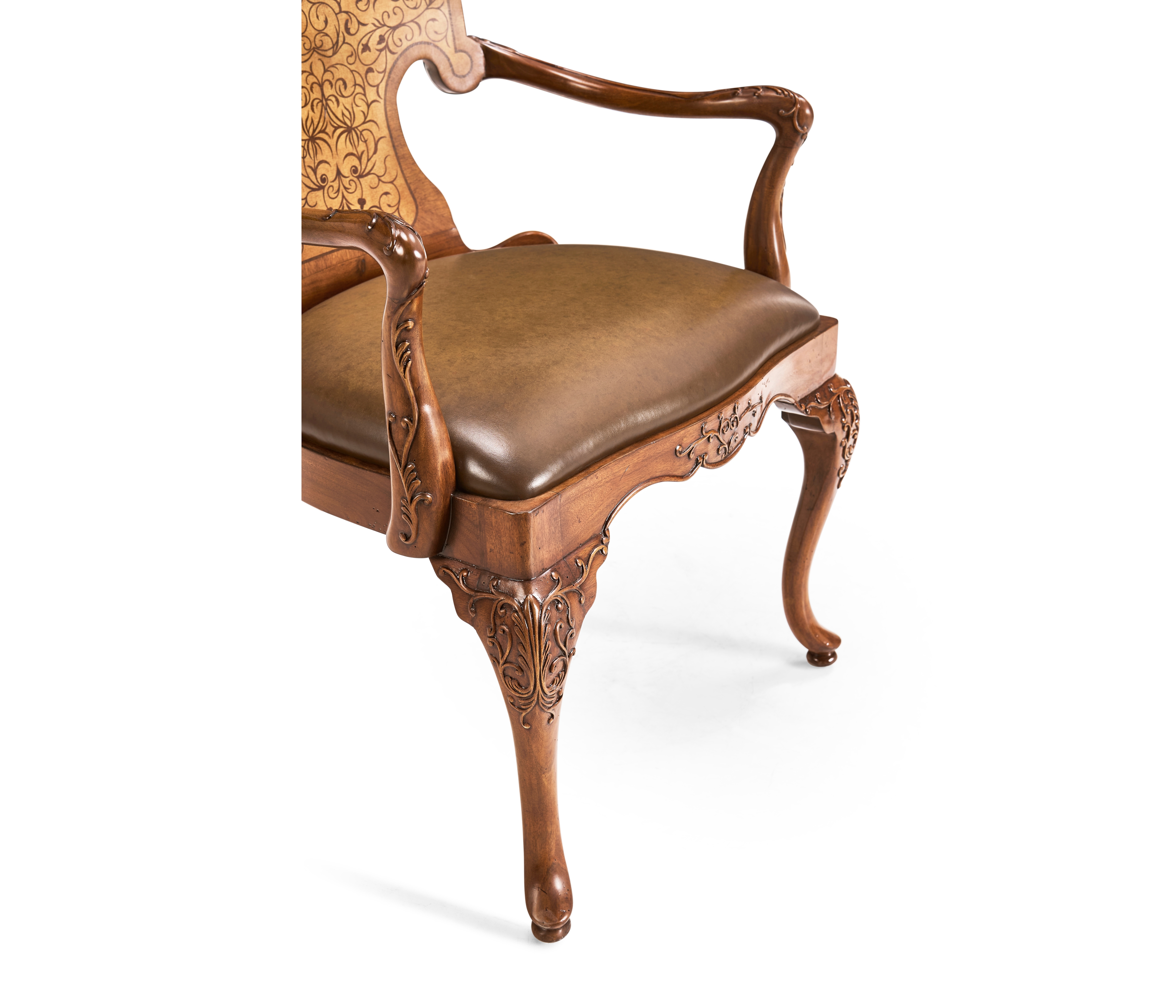 Jonathan Charles JC Traditional Seaweed Marquetry Arm Chair