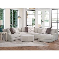 Transitional  4-Piece Modular Sectional with Round Ottoman