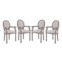 Dining Armchair Upholstered Fabric Set of 4