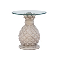 Tropical Pineapple Accent Side Table with Beveled Glass Top