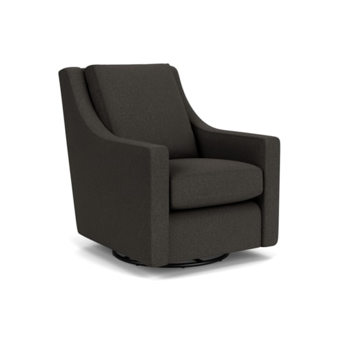 Contemporary Swivel Chair with Sloped Arms