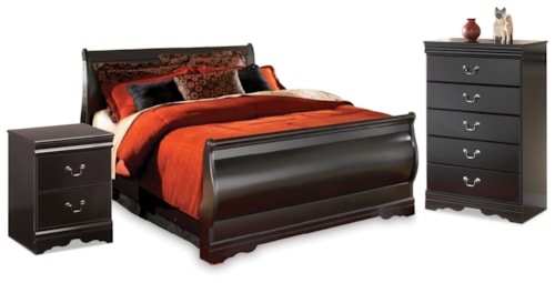 Full Sleigh Bed, Chest And Nightstand