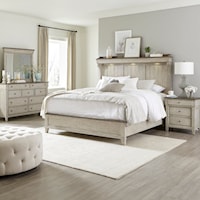Modern Farmhouse 4-Piece King Mantle Bedroom Set with Nightstand