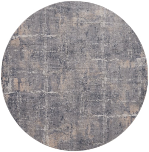 5'3"  Grey/Beige Round Rug