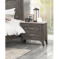 Contemporary 2-Drawer Marble Top Nightstand