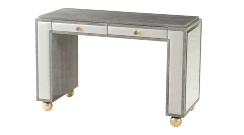 Modern Glam Vanity Desk with Beveled Mirror Sides