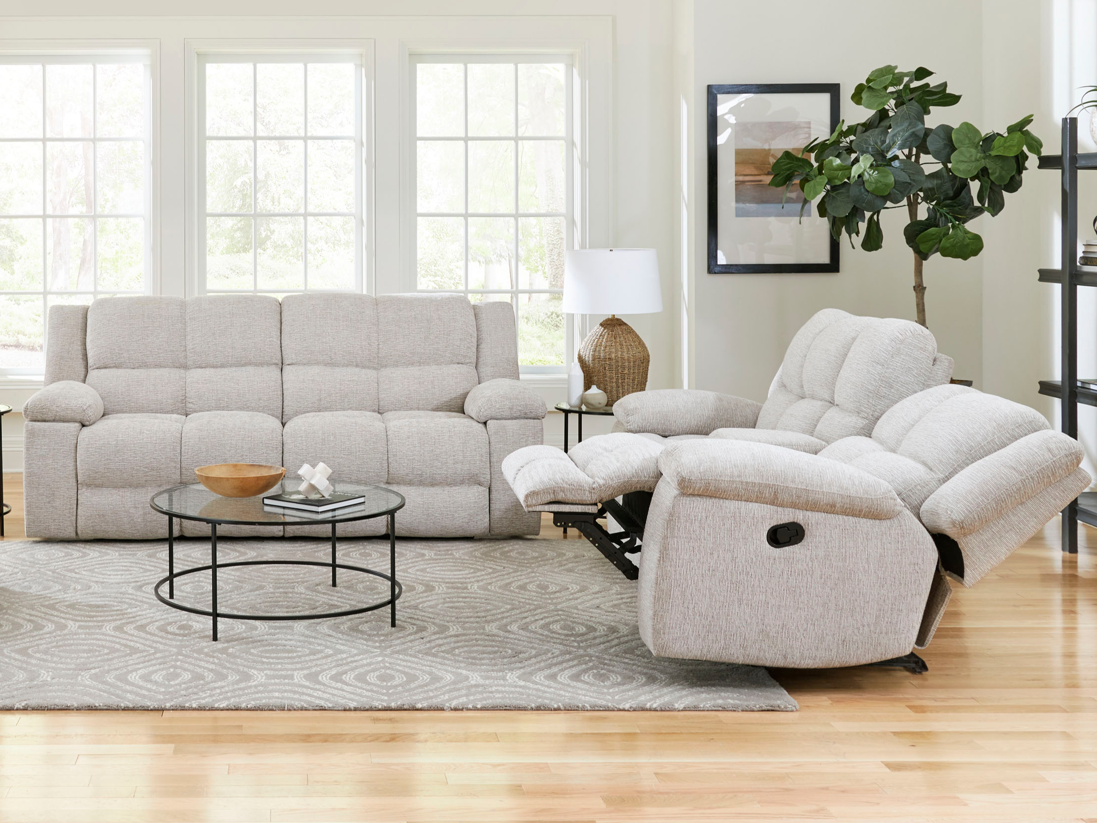Manual Reclining Sofa and Loveseat Set