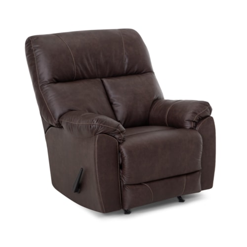 Casual Manual Rocker Recliner with Pillow Arms
