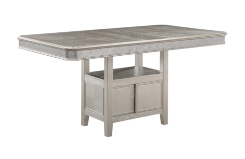 Glam Single Pedestal Counter-Height Dining Table with 12" Leaf