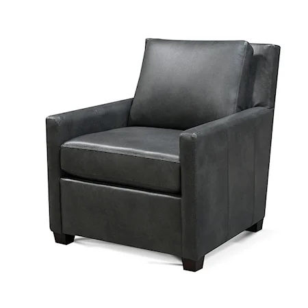 Contemporary Leather Accent Chair with Track Arms