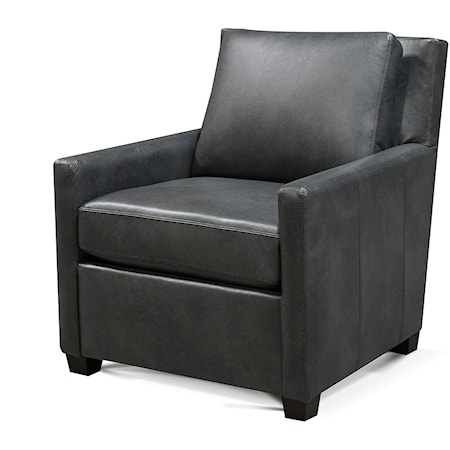 Contemporary Leather Accent Chair with Track Arms
